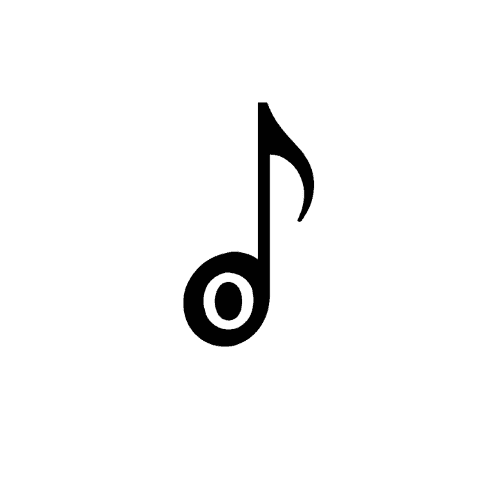 Black eighth note musical symbol on a white background.